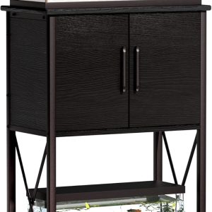 5-10 Gallon Fish Tank Stand, Metal Double Aquarium Stand with Cabinet