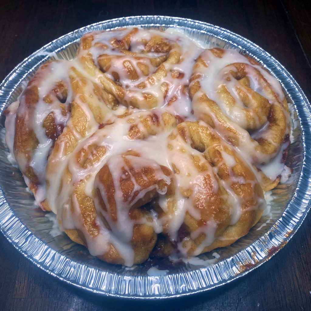 Half dozen peach cinnamon rolls from My Table of Three