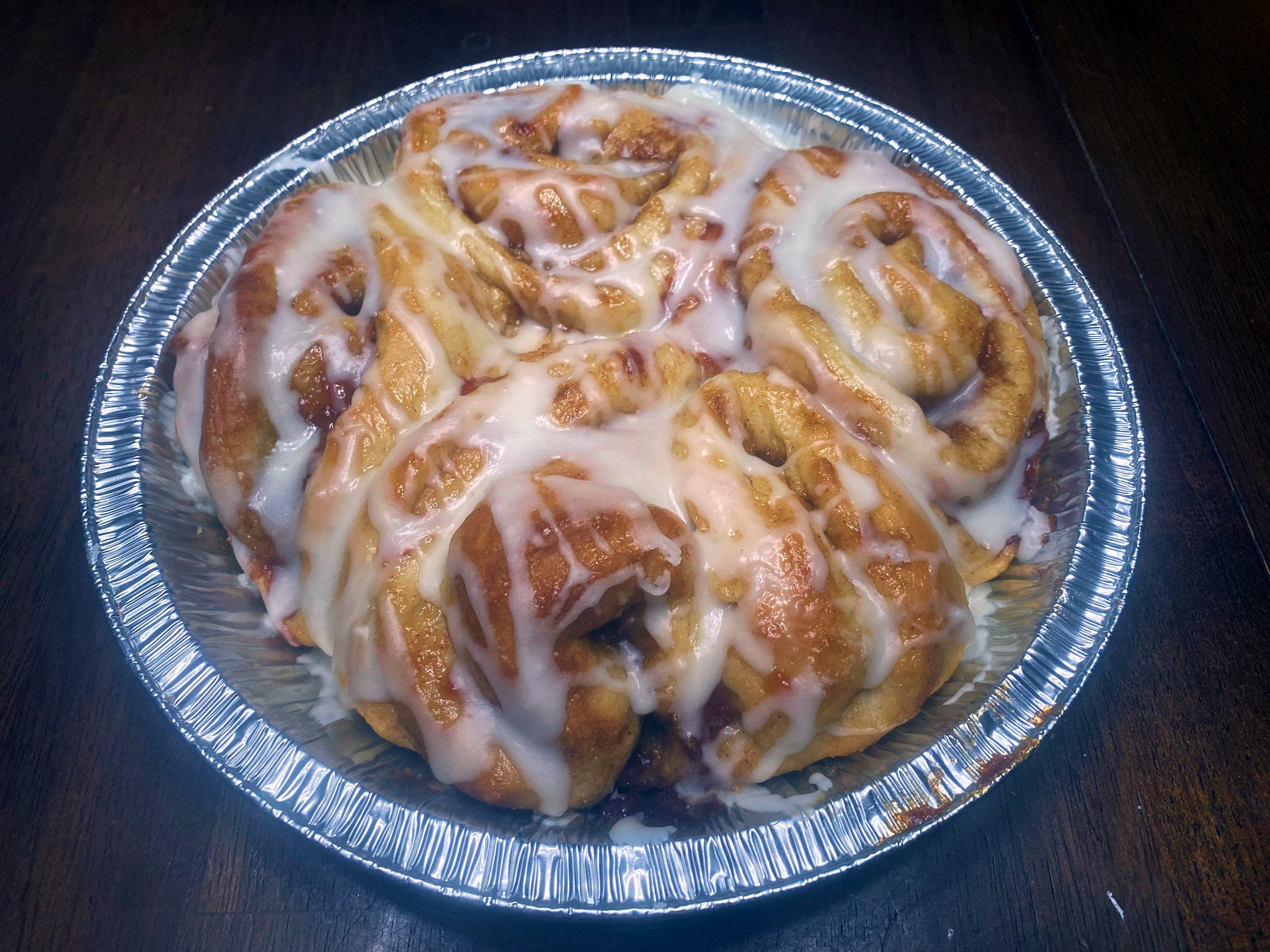 Half dozen peach cinnamon rolls from My Table of Three